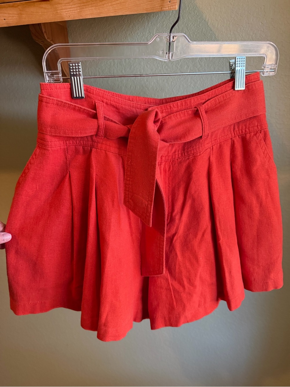 BP. Coral Linen Blend Tie Waist Paperbag Shorts Size Small